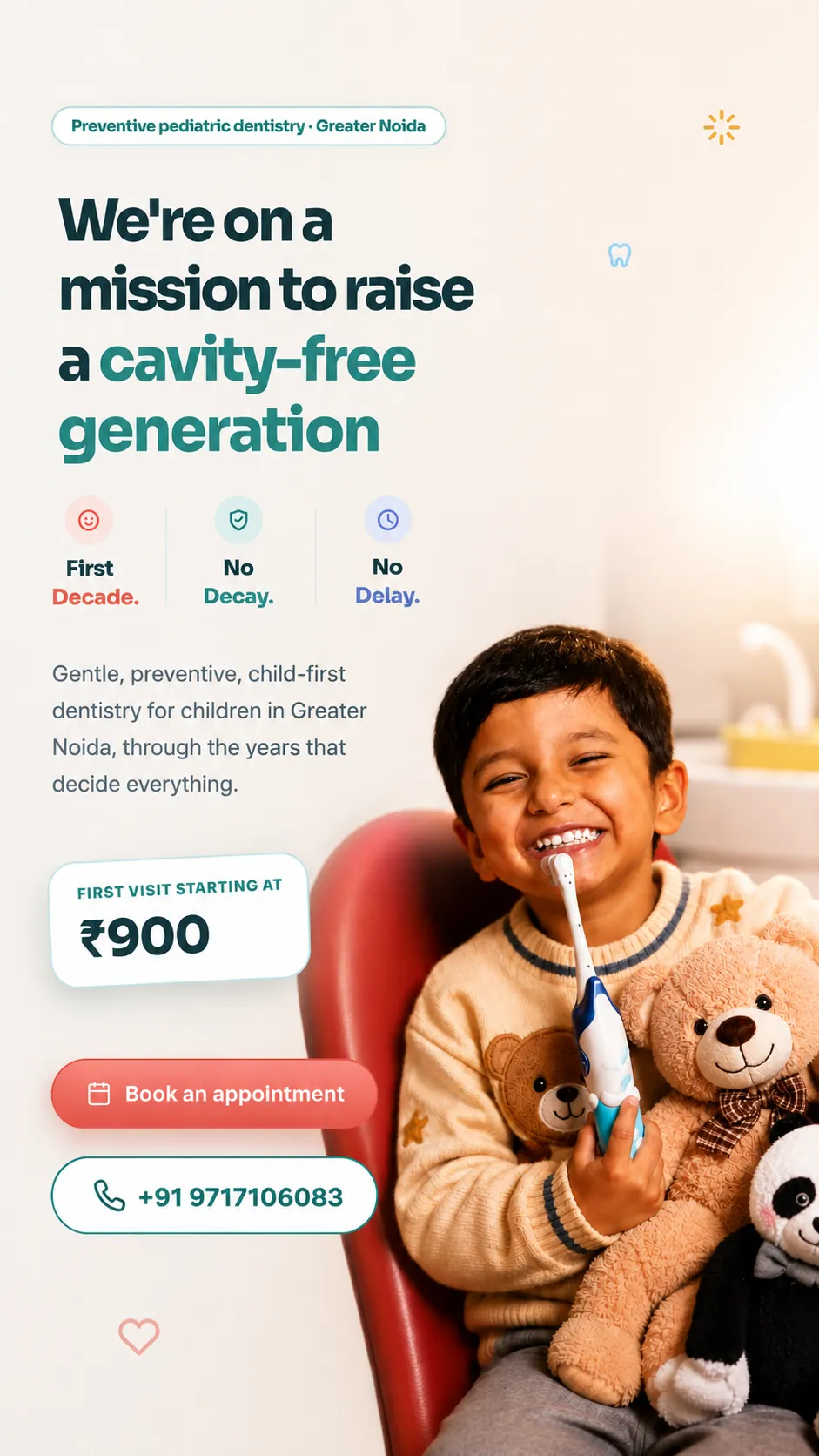 Happy child at pediatric dentist in Greater Noida