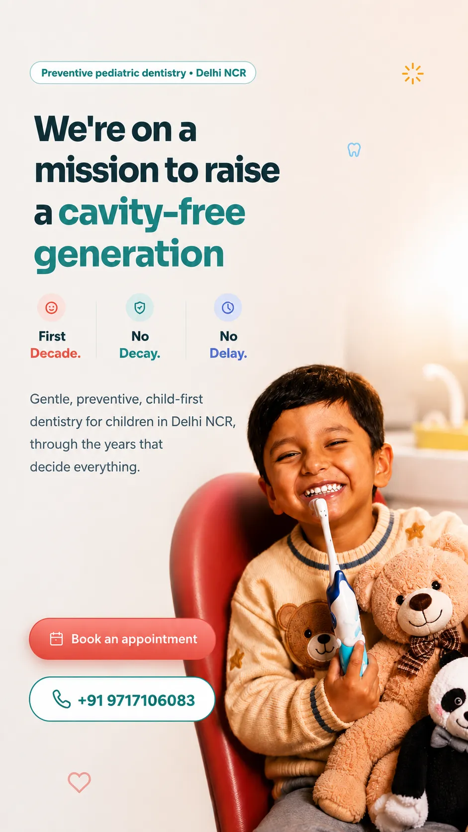 Happy child at pediatric dentist in Delhi NCR