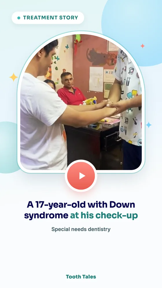 A doctor guiding a teenage boy by the hand at the clinic